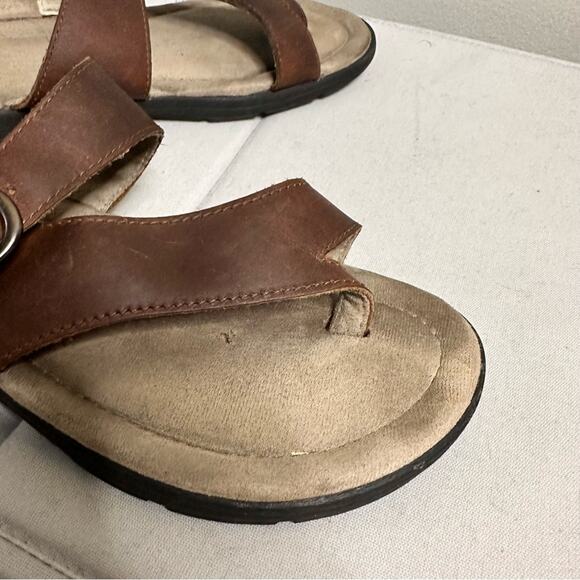 Eastland Tahati II Leather Slip On Open Toe Sandals Brown Womens 11 - Picture 9 of 10